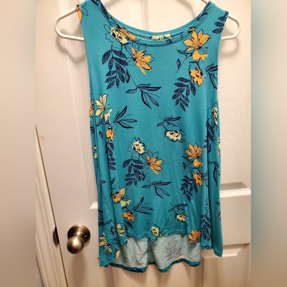 Teal Floral Tank Top